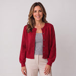 Women's cropped round-neck cardigan with a button front by Ivy & Co, image 4 of 11