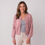 Women's cropped round-neck cardigan with a button front by Ivy & Co, image 5 of 11