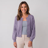 Women's cropped round-neck cardigan with a button front by Ivy & Co, image 7 of 11