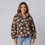 Women's fluffy floral jacket with a half zip by Ivy & Co, image 1 of 4