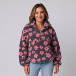 Women's fluffy floral jacket with a half zip by Ivy & Co, image 2 of 4