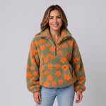 Women's fluffy floral jacket with a half zip by Ivy & Co, image 3 of 4