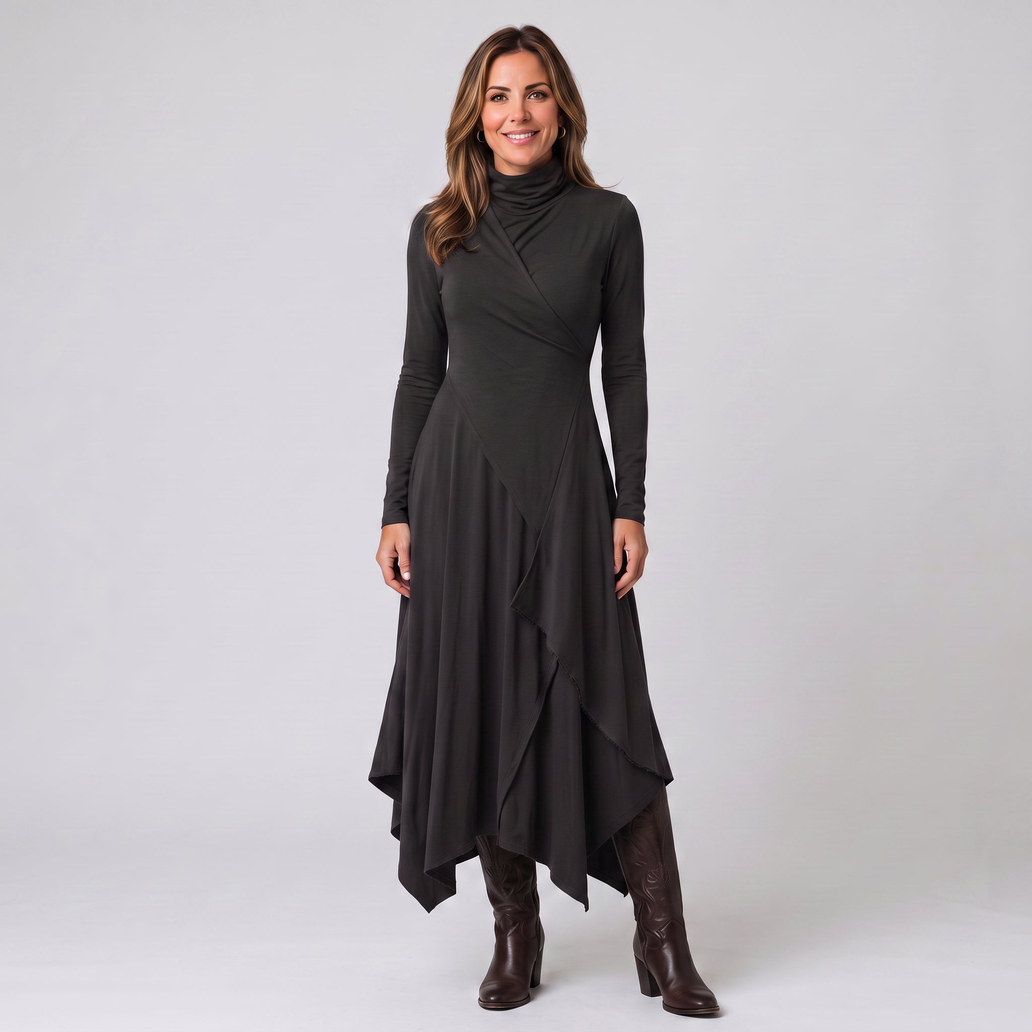 Women's high-neck maxi dress with long sleeves by Ivy & Co, image 2 of 5