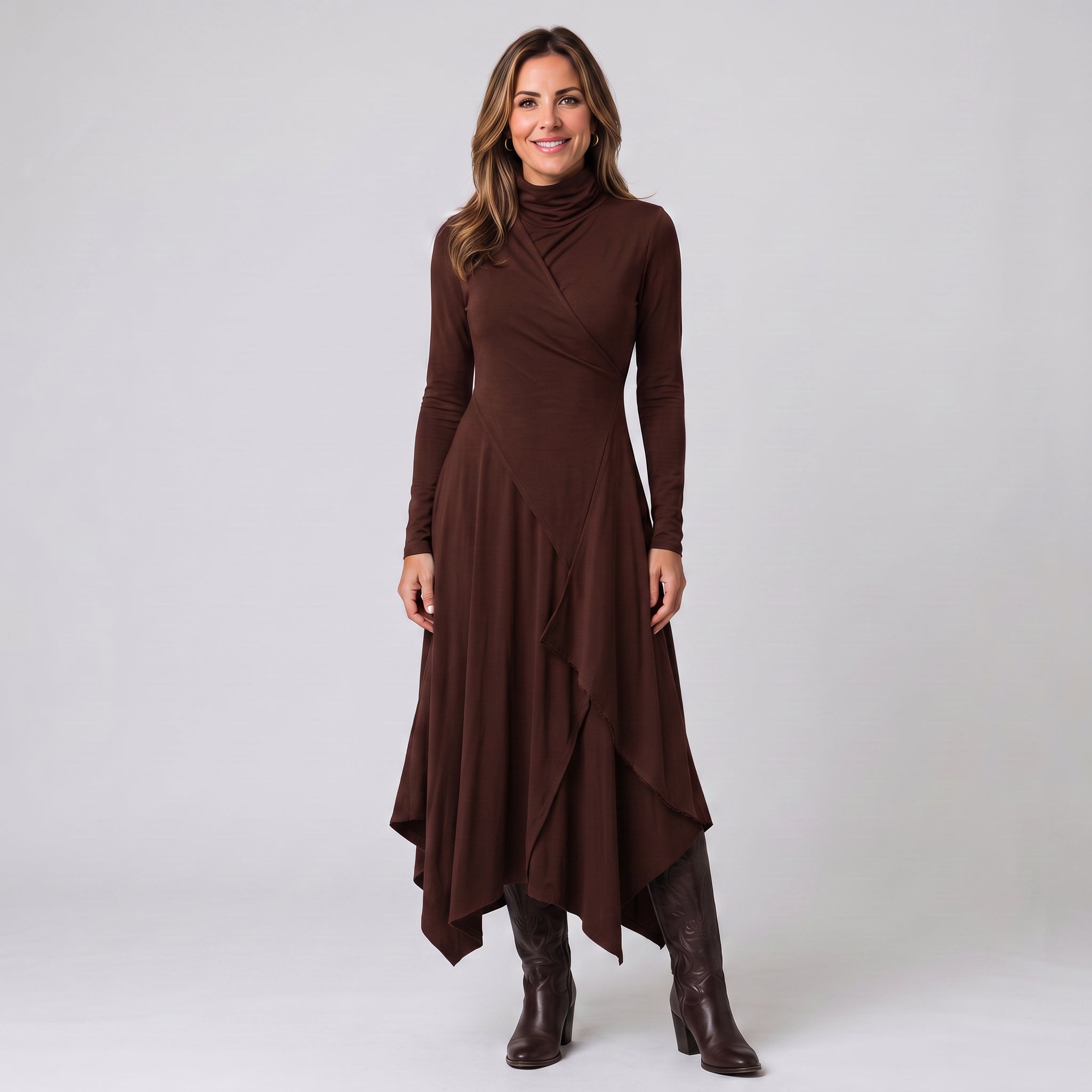 Women's high-neck maxi dress with long sleeves by Ivy & Co, image 3 of 5