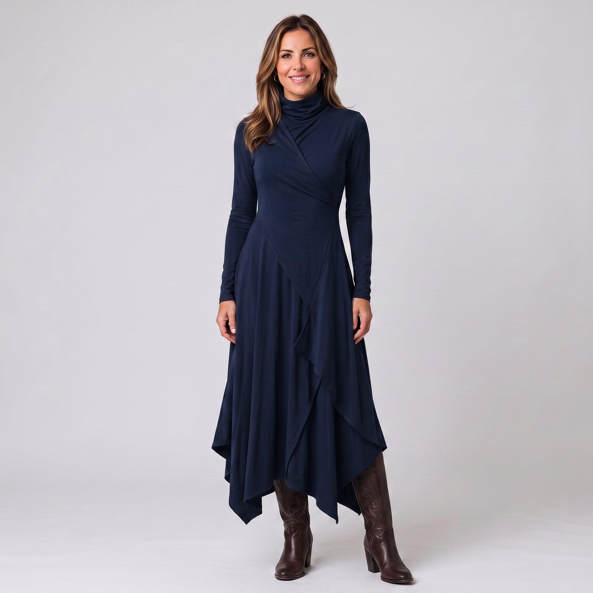 Women's high-neck maxi dress with long sleeves by Ivy & Co, image 4 of 5