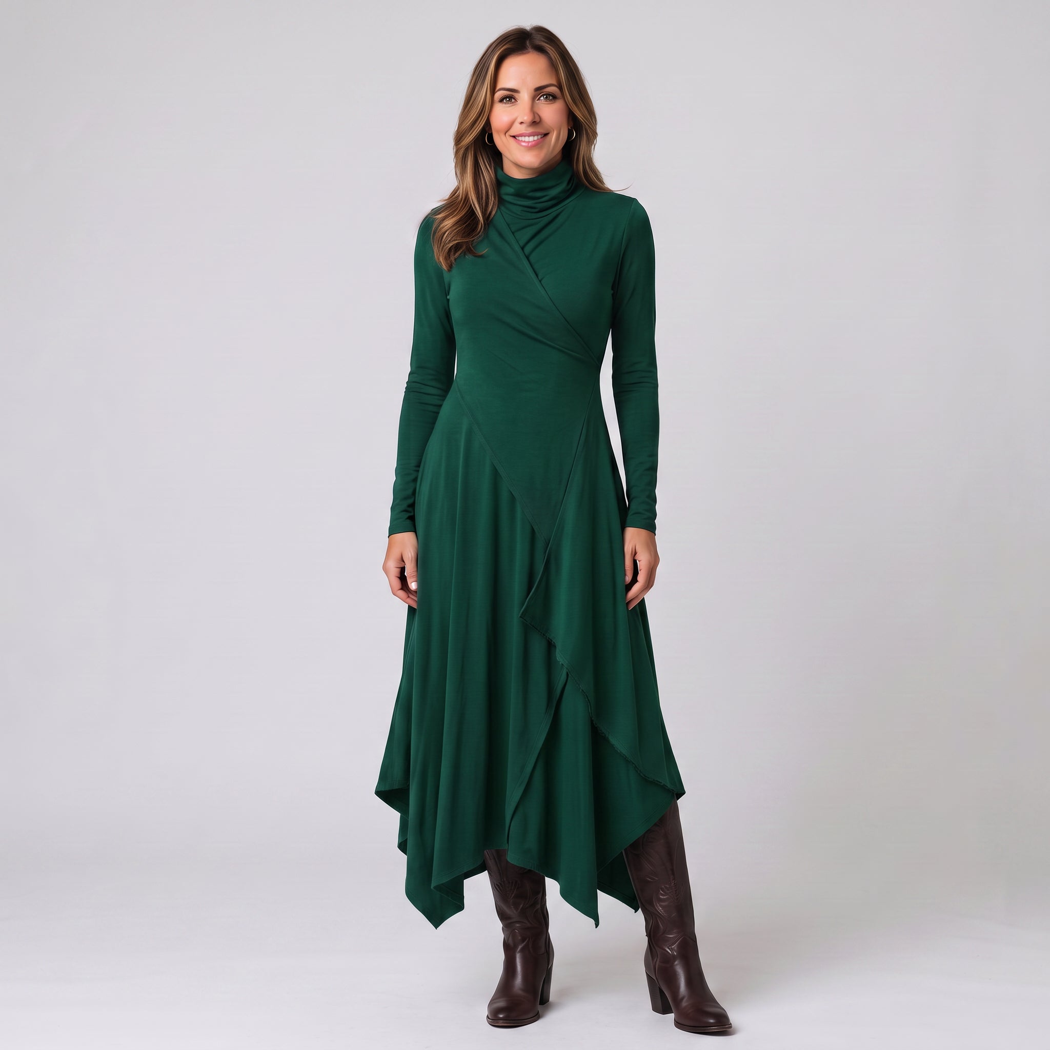 Women's high-neck maxi dress with long sleeves by Ivy & Co, image 5 of 5