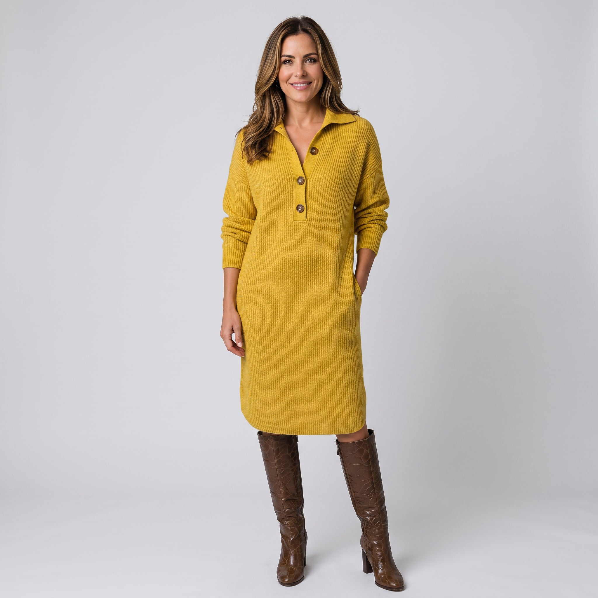 Women's knit midi dress with long sleeves by Ivy & Co, image 4 of 4