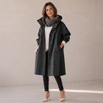 Women's long loose coat with a button front by Ivy & Co, image 5 of 6
