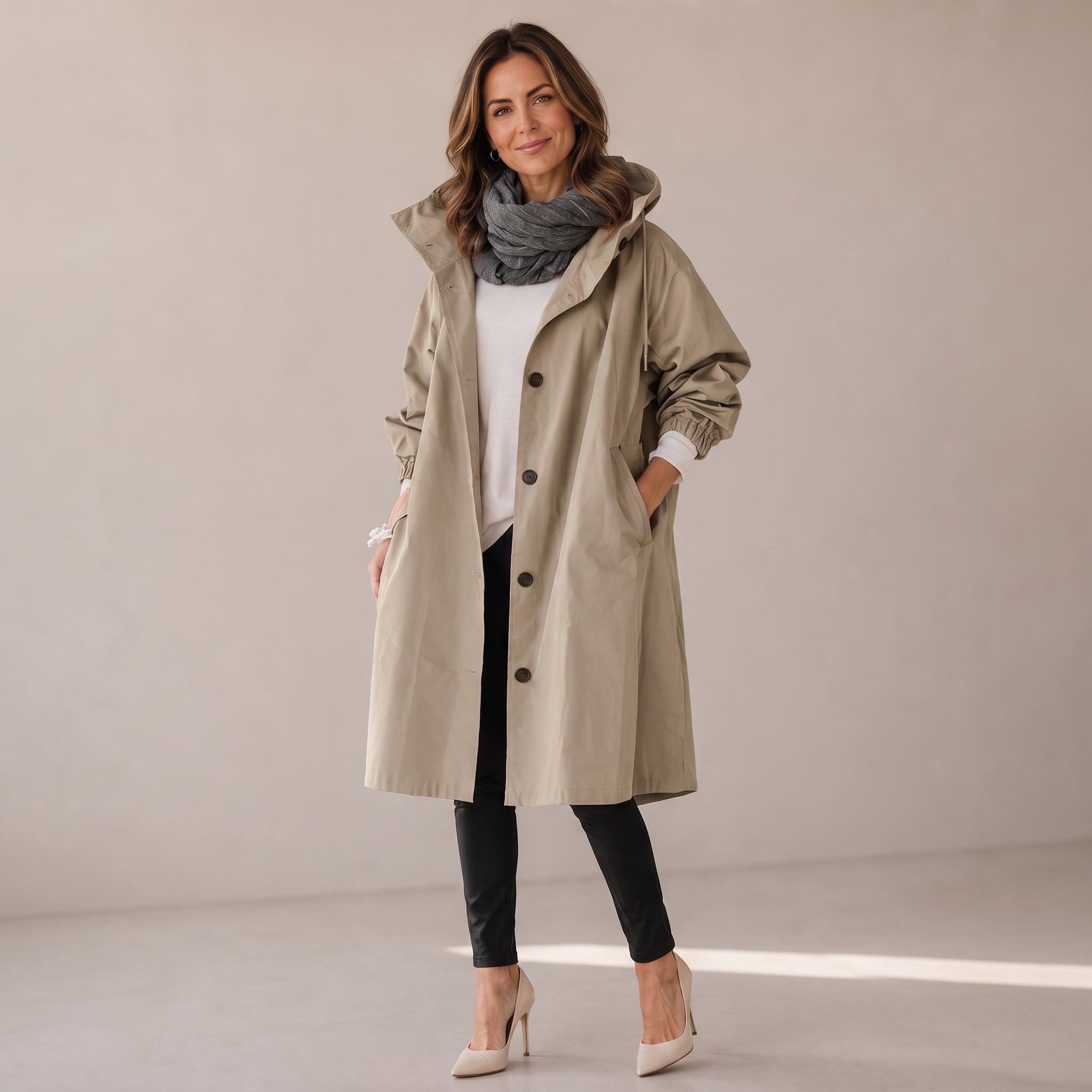 Women's long loose coat with a button front by Ivy & Co, image 6 of 6