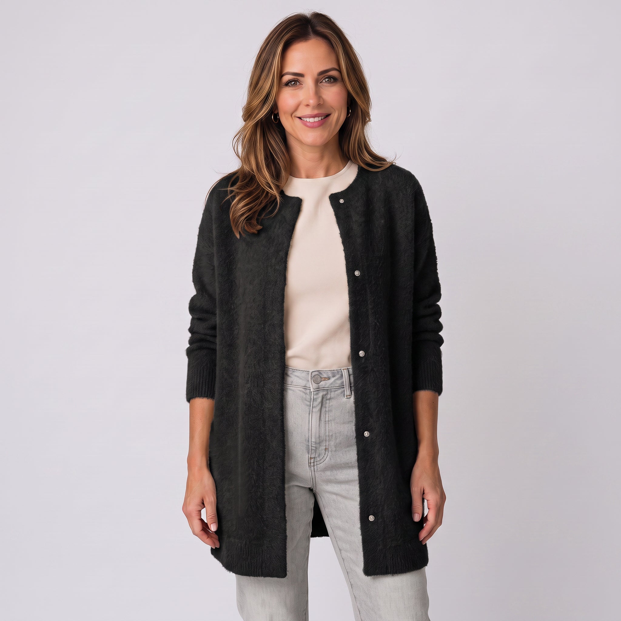 Women's long open-front cardigan by Ivy & Co, image 2 of 7