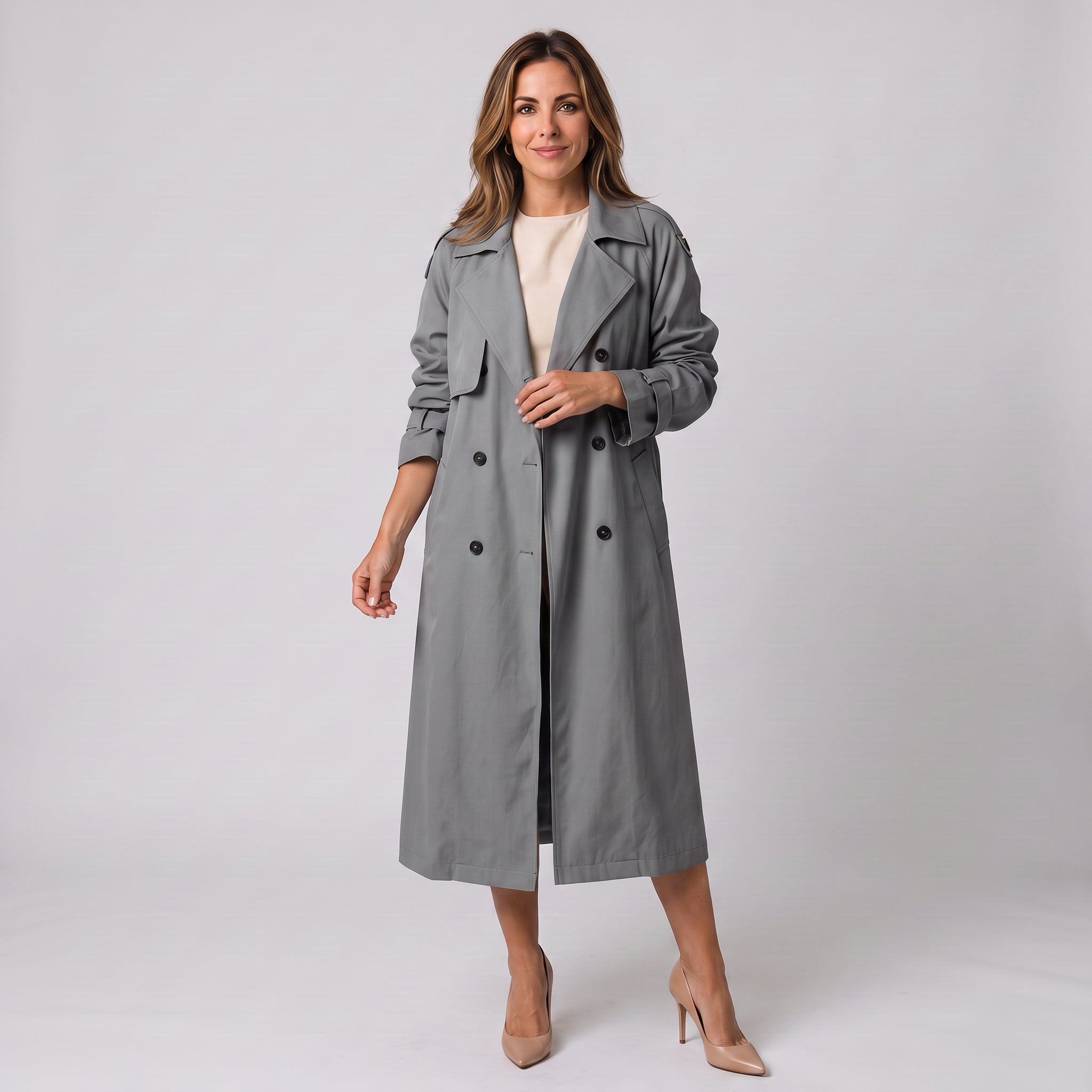 Women's long trench coat by Ivy & Co, image 3 of 6