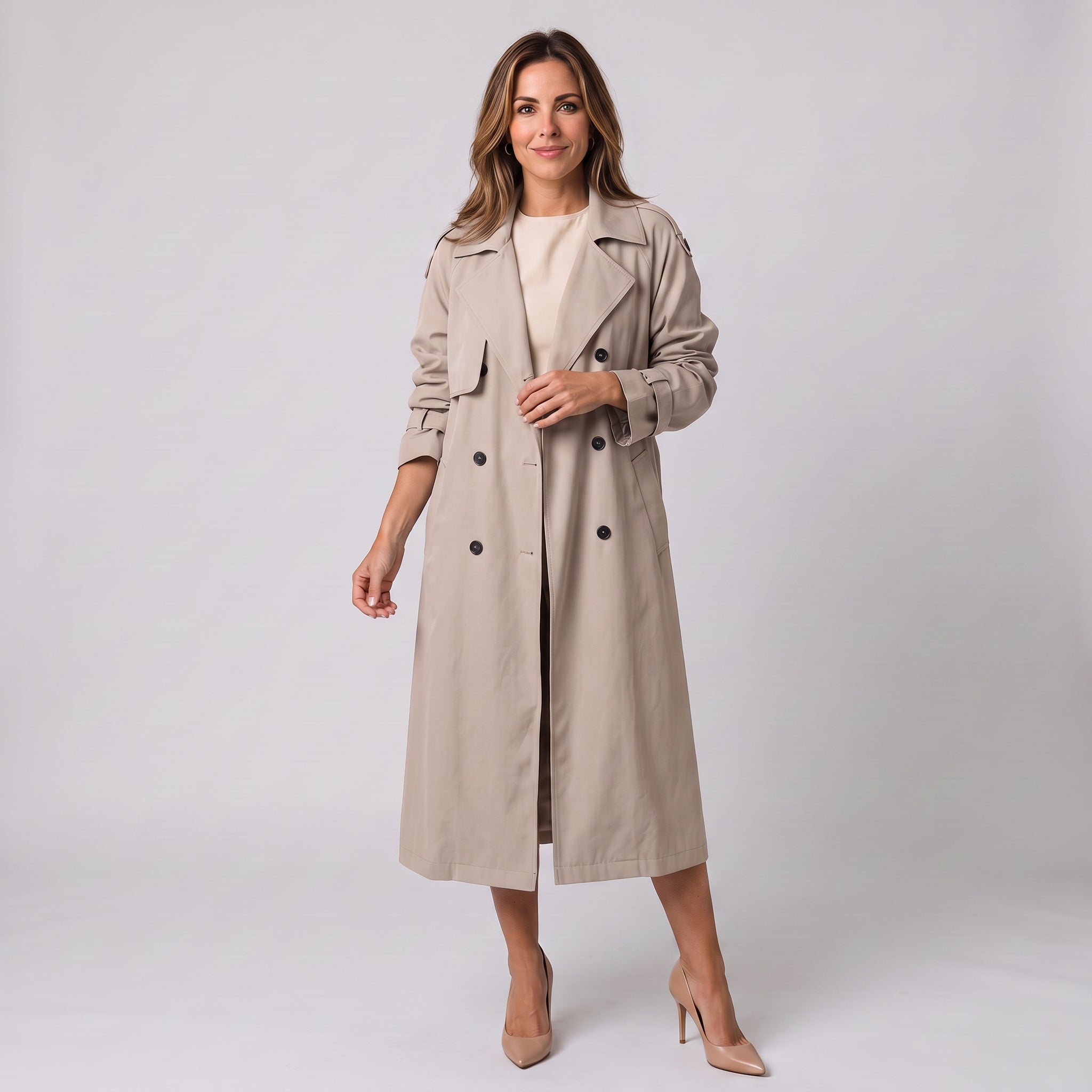 Women's long trench coat by Ivy & Co, image 4 of 6