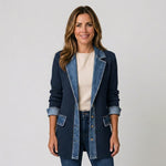 Women's longline open-front cardigan with a layered collar by Ivy & Co, image 6 of 6