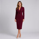 Women's tailored blazer midi dress with a notched lapel by Ivy & Co, image 3 of 4
