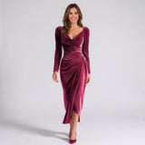 Women's pleated midi dress with a V-neckline and long sleeves by Ivy & Co, image 1 of 2