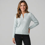 Women's quarter zip jumper in a cable knit by Ivy & Co, image 2 of 4