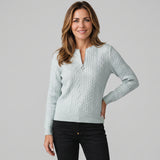 Women's quarter zip jumper in a cable knit by Ivy & Co, image 2 of 4