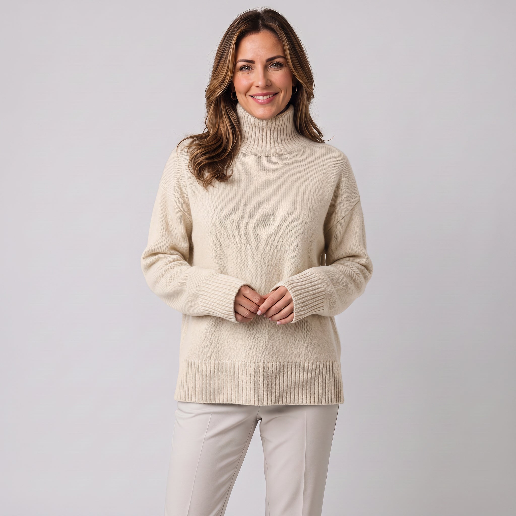 Women's roll-neck jumper in a relaxed fit by Ivy & Co, image 1 of 3