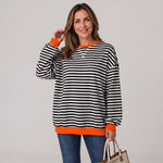 Women's oversized striped sweatshirt with drop shoulders by Ivy & Co, image 6 of 6