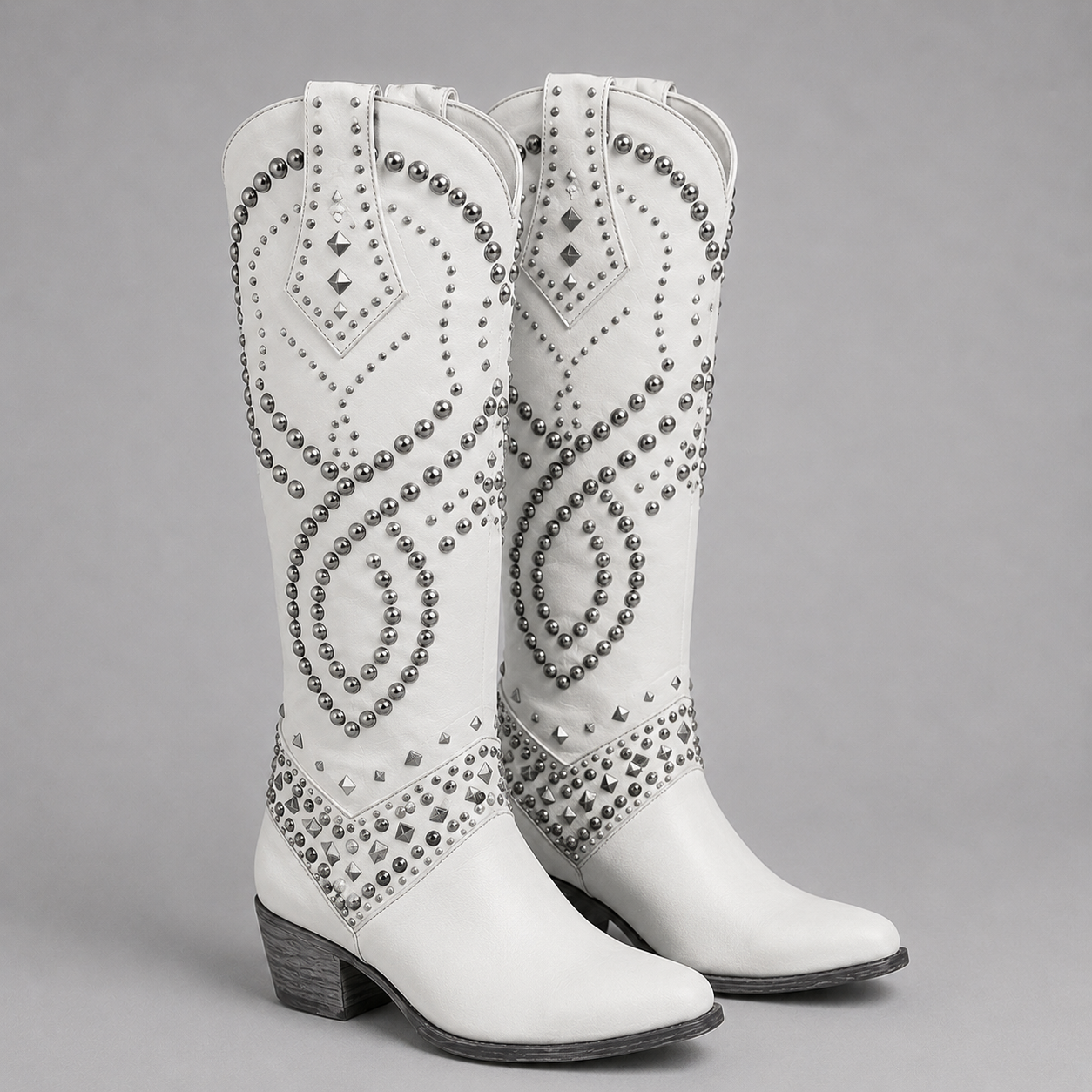 Women's knee high cowboy boots with stud detailing by Ivy & Co, image 2 of 5