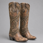 Women's knee high cowboy boots with stud detailing by Ivy & Co, image 3 of 5