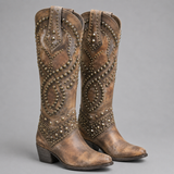 Women's knee high cowboy boots with stud detailing by Ivy & Co, image 3 of 5
