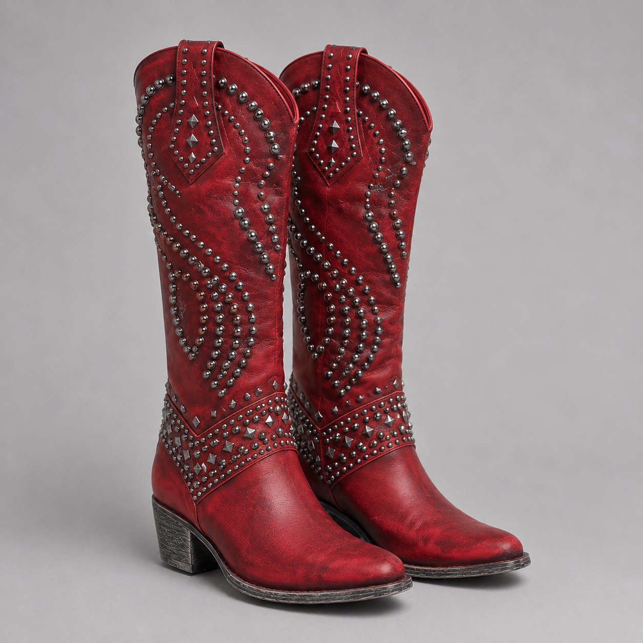Women's knee high cowboy boots with stud detailing by Ivy & Co, image 5 of 5
