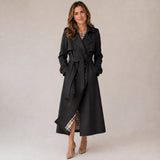 Women's double-breasted trench coat with a tie belt by Ivy & Co, image 4 of 5