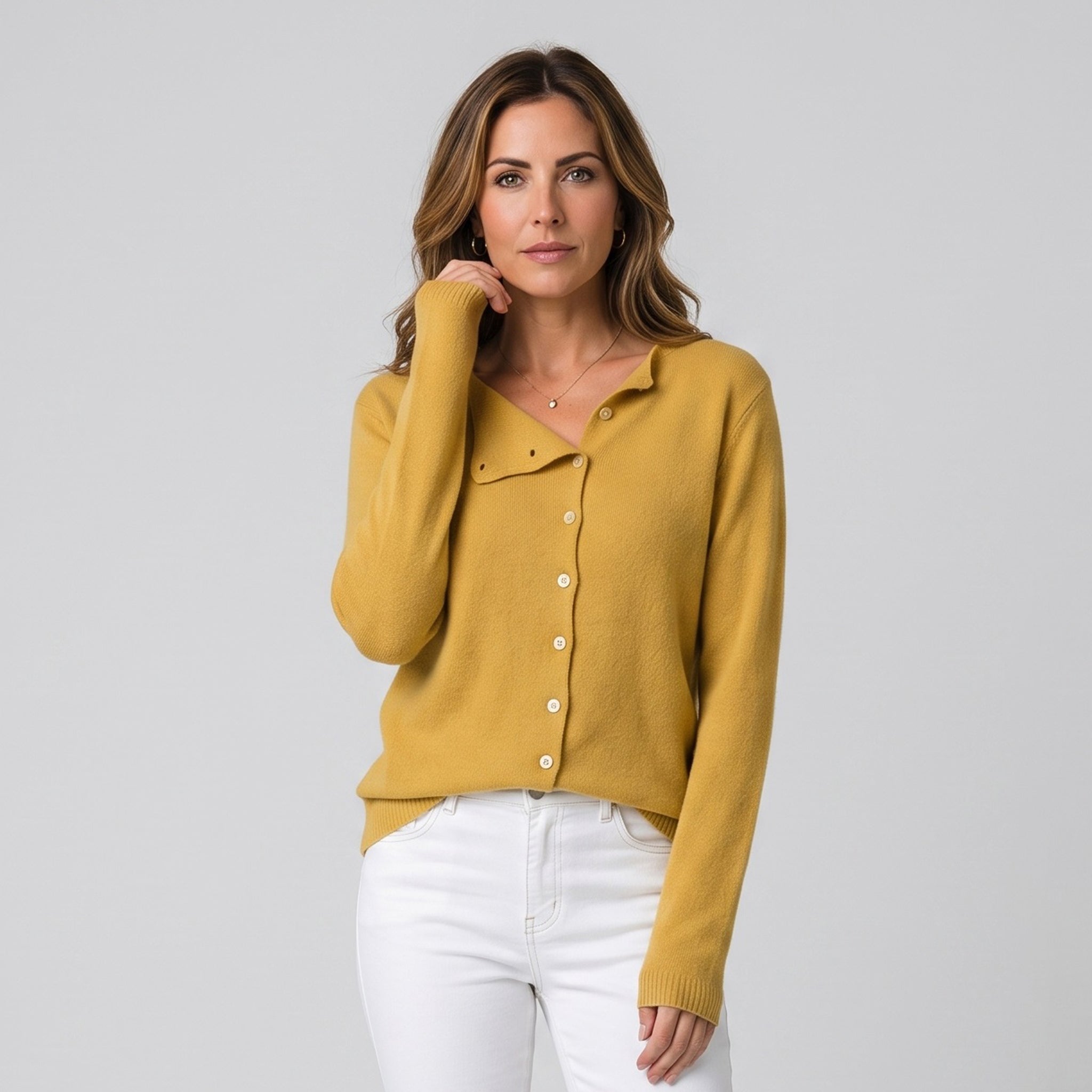 Women's V-neck button-down cardigan by Ivy & Co, image 3 of 4
